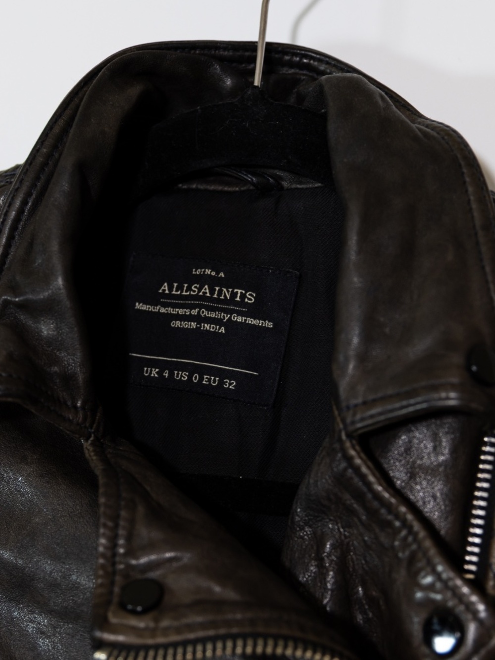 Allsaints Women's Conroy Textured Quilted Genuine Leather Biker Jacket Charcoal - Picture 2 of 4